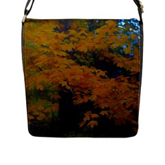 Yellow Fall Leaves And Branches Flap Closure Messenger Bag (l) by bloomingvinedesign