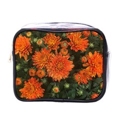 Orange Fall Mums Mini Toiletries Bag (one Side) by bloomingvinedesign