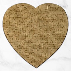 Burlap Coffee Sack Grunge Knit Look Jigsaw Puzzle (heart) by dressshop