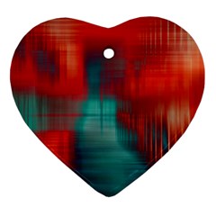 Green Red Lines Heart Ornament (two Sides)