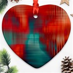 Green_Red Lines Heart Ornament (Two Sides) Front