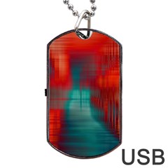 Green Red Lines Dog Tag Usb Flash (one Side) by kunstklamotte023