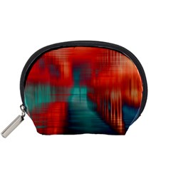 Green Red Lines Accessory Pouch (small) by kunstklamotte023