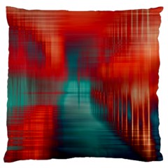 Green Red Lines Large Flano Cushion Case (one Side)