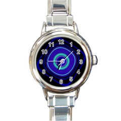 Digital Art Background Pink Blue Round Italian Charm Watch