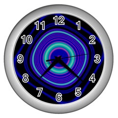 Digital Art Background Pink Blue Wall Clock (Silver)