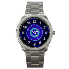 Digital Art Background Pink Blue Sport Metal Watch