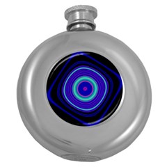 Digital Art Background Pink Blue Round Hip Flask (5 oz)