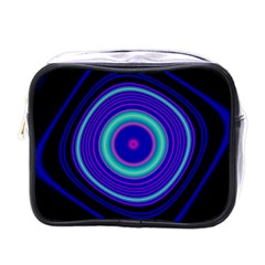 Digital Art Background Pink Blue Mini Toiletries Bag (One Side)