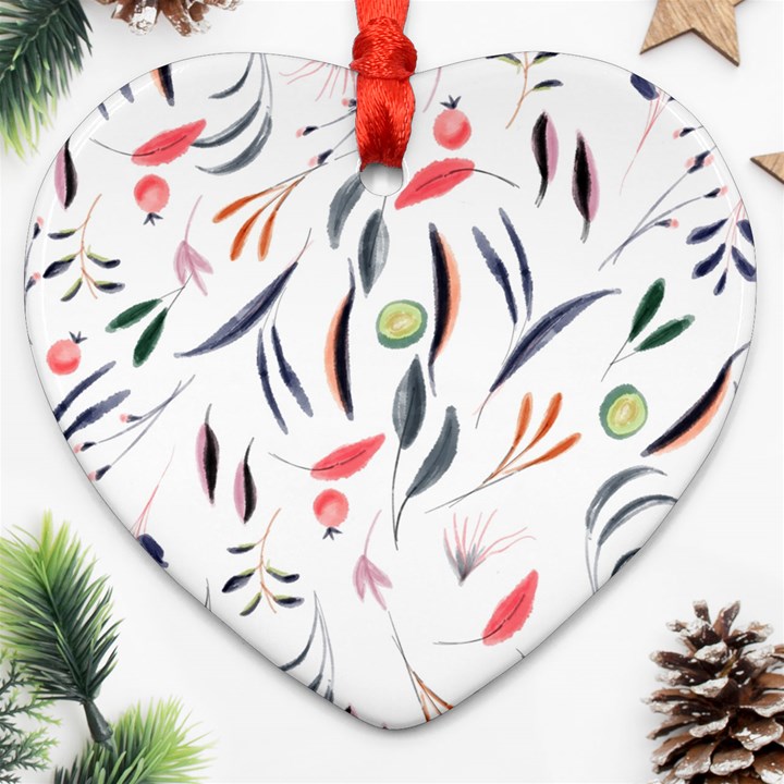 Watercolor Tablecloth Fabric Design Ornament (Heart)