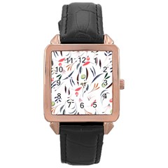 Watercolor Tablecloth Fabric Design Rose Gold Leather Watch  by Sapixe