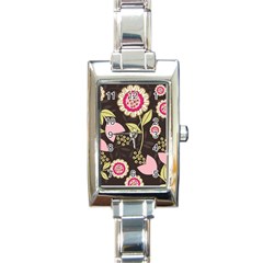 Flowers Wallpaper Floral Decoration Rectangle Italian Charm Watch by Sapixe