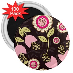 Flowers Wallpaper Floral Decoration 3  Magnets (100 Pack) by Sapixe