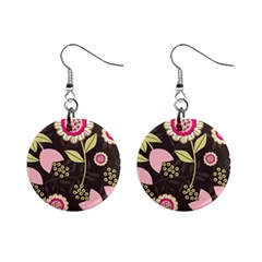 Flowers Wallpaper Floral Decoration Mini Button Earrings by Sapixe