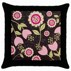 Flowers Wallpaper Floral Decoration Throw Pillow Case (black) by Sapixe