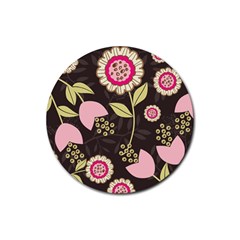 Flowers Wallpaper Floral Decoration Rubber Round Coaster (4 Pack)  by Sapixe