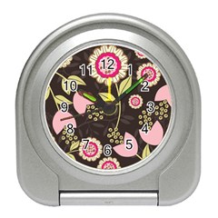 Flowers Wallpaper Floral Decoration Travel Alarm Clock by Sapixe