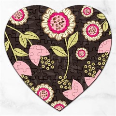 Flowers Wallpaper Floral Decoration Jigsaw Puzzle (heart) by Sapixe