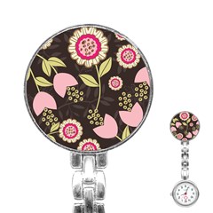 Flowers Wallpaper Floral Decoration Stainless Steel Nurses Watch by Sapixe