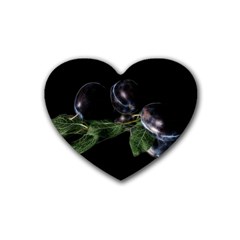 Plums Photo Art Fractalius Fruit Rubber Coaster (heart)  by Sapixe