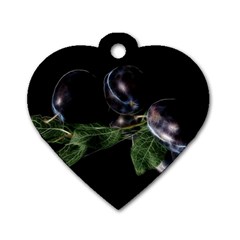 Plums Photo Art Fractalius Fruit Dog Tag Heart (one Side) by Sapixe