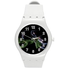 Plums Photo Art Fractalius Fruit Round Plastic Sport Watch (m) by Sapixe