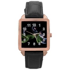 Plums Photo Art Fractalius Fruit Rose Gold Leather Watch  by Sapixe