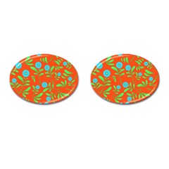 Background Texture Seamless Flowers Cufflinks (oval) by Sapixe