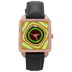 Digital Art Background Yellow Red Rose Gold Leather Watch  by Sapixe