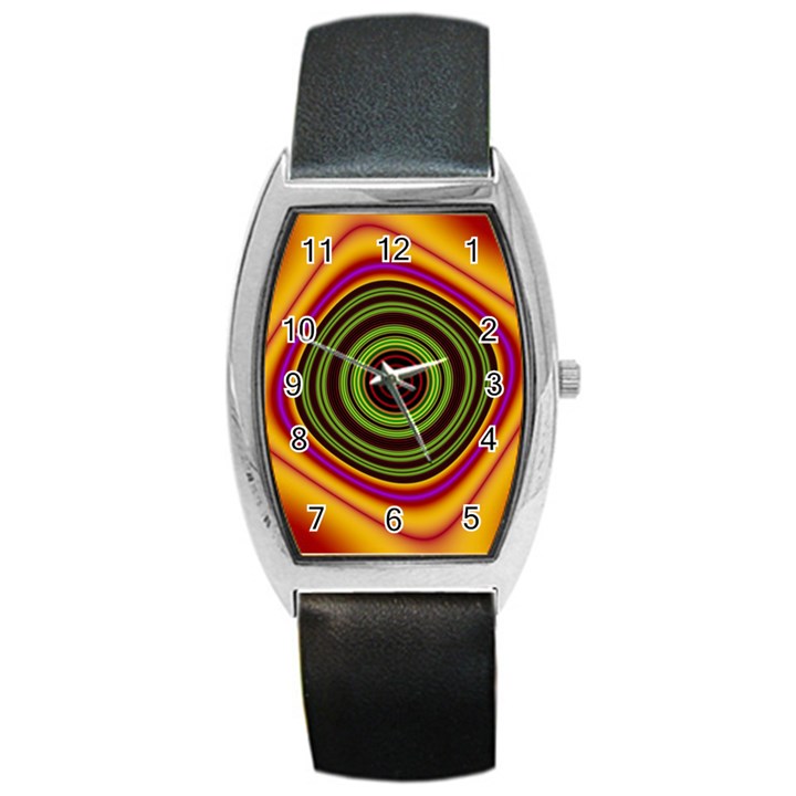 Digital Art Background Yellow Red Barrel Style Metal Watch