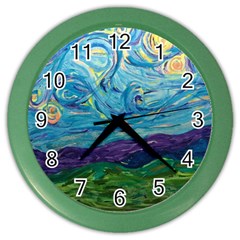 A Very Very Starry Night Color Wall Clock