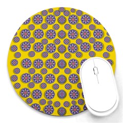 Sunshine And Floral In Mind For Decorative Delight Round Mousepads