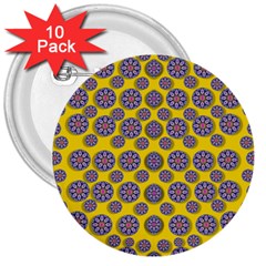 Sunshine And Floral In Mind For Decorative Delight 3  Buttons (10 Pack)  by pepitasart