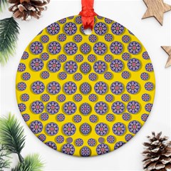 Sunshine And Floral In Mind For Decorative Delight Round Ornament (two Sides) by pepitasart