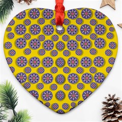 Sunshine And Floral In Mind For Decorative Delight Heart Ornament (two Sides) by pepitasart