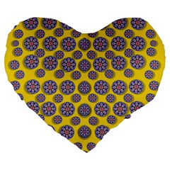 Sunshine And Floral In Mind For Decorative Delight Large 19  Premium Flano Heart Shape Cushions