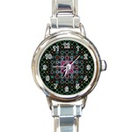 Digital Art Background Colors Round Italian Charm Watch Front