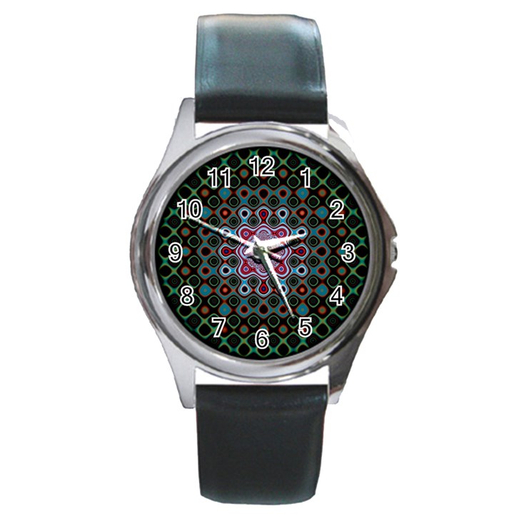 Digital Art Background Colors Round Metal Watch