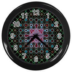 Digital Art Background Colors Wall Clock (Black)