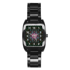 Digital Art Background Colors Stainless Steel Barrel Watch