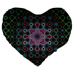 Digital Art Background Colors Large 19  Premium Flano Heart Shape Cushions