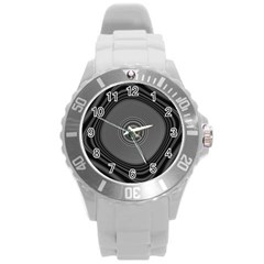 Digital Art Background Black White Round Plastic Sport Watch (l) by Sapixe