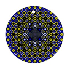 Digital Art Background Yellow Blue Ornament (round) by Sapixe