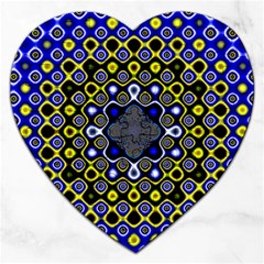 Digital Art Background Yellow Blue Jigsaw Puzzle (heart)