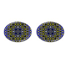 Digital Art Background Yellow Blue Cufflinks (oval) by Sapixe