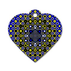 Digital Art Background Yellow Blue Dog Tag Heart (two Sides) by Sapixe