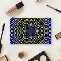 Digital Art Background Yellow Blue Cosmetic Bag (medium) by Sapixe