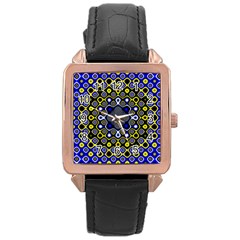 Digital Art Background Yellow Blue Rose Gold Leather Watch  by Sapixe