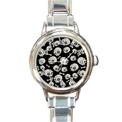 Halloween Skull Pattern Round Italian Charm Watch by Valentinaart