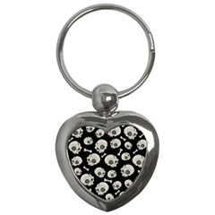 Halloween Skull Pattern Key Chains (heart)  by Valentinaart